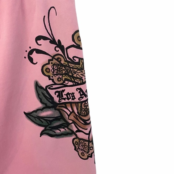 HTF: Lucky Brand ☘︎︎ Tattoo Skull Los Angeles Cropped Sweatpants ☘︎︎ Pink Ombre - Picture 10 of 17